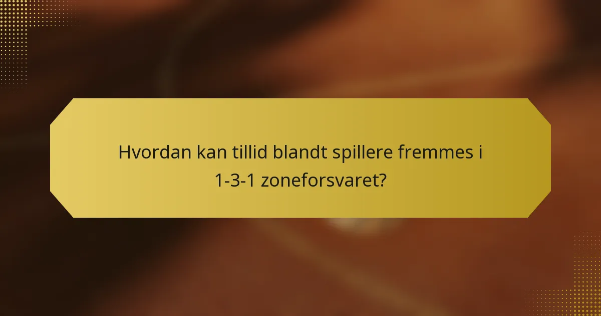Hvordan kan tillid blandt spillere fremmes i 1-3-1 zoneforsvaret?
